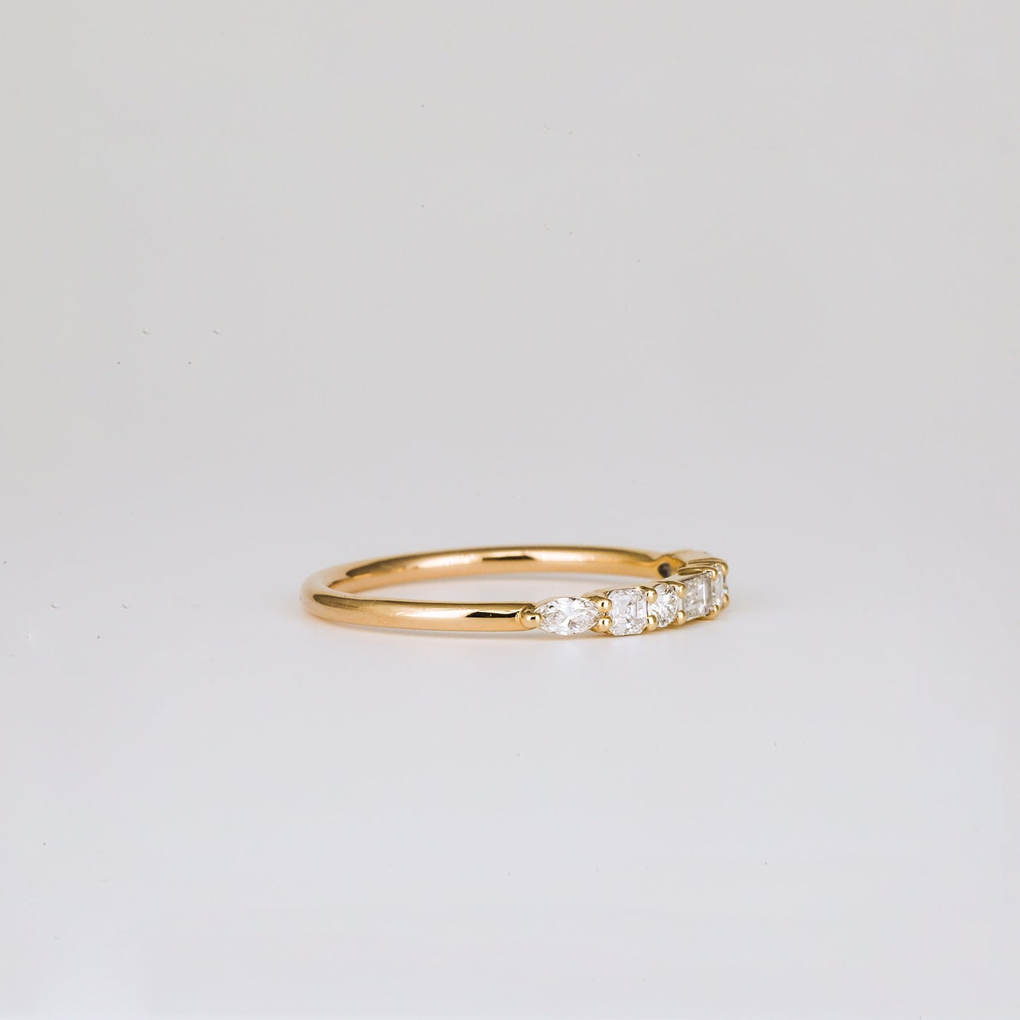 0.40 TCW Baguette, Asscher, Round, Pear & Princess Half Eternity Moissanite Wedding Band