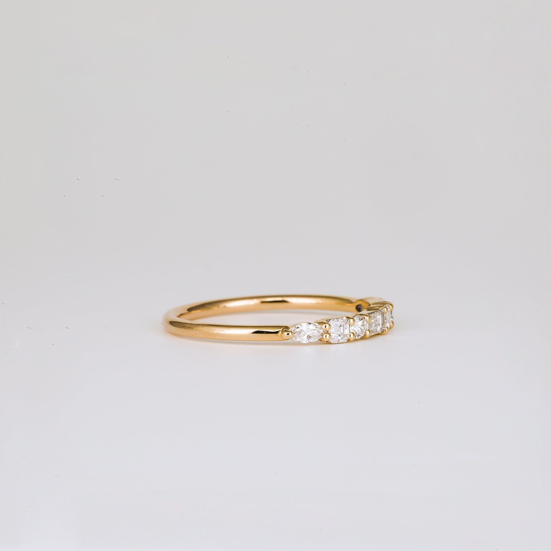0.40 TCW Baguette, Asscher, Round, Pear & Princess Half Eternity Moissanite Wedding Band