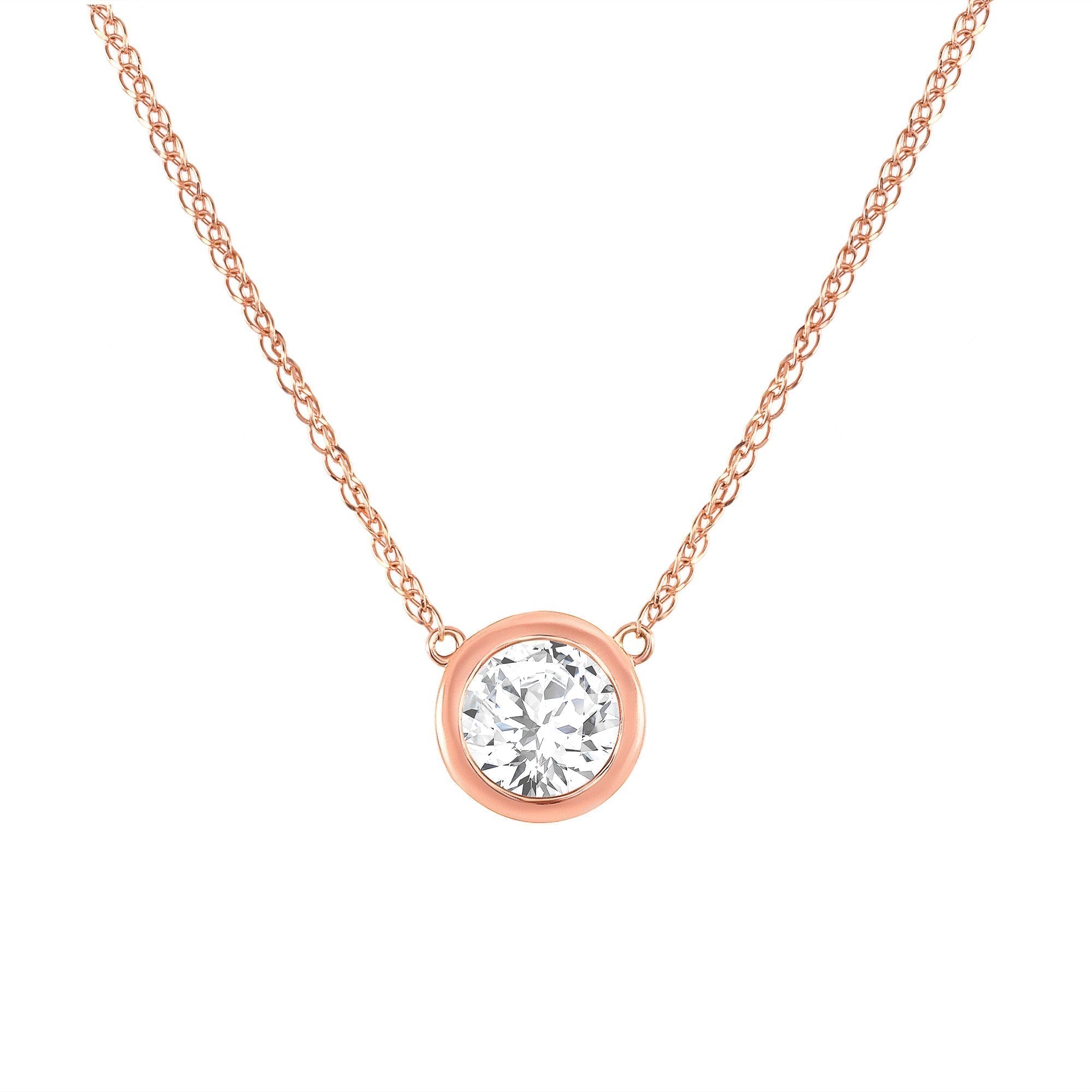 1.0 CT Round Shaped Moissanite Necklace In Bezel Design