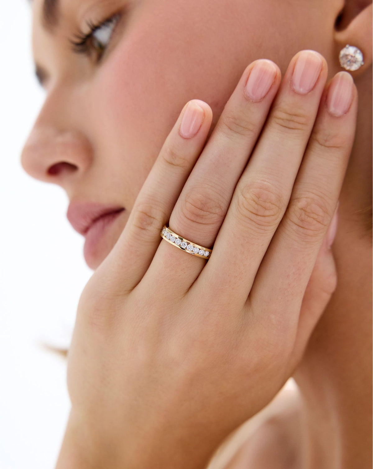TCW Round Half Eternity Lab Grown Diamond Wedding Band