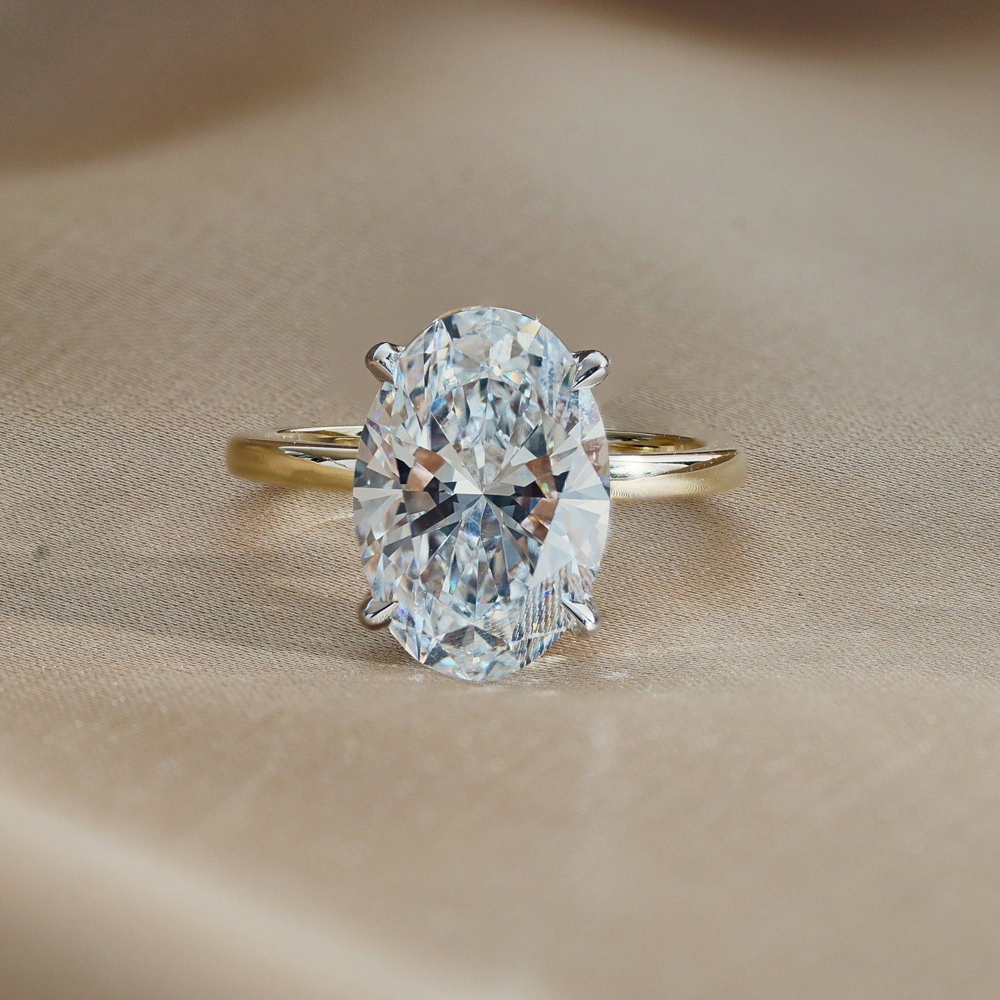 4.03 CT Oval Hidden Halo Moissanite Engagement Ring