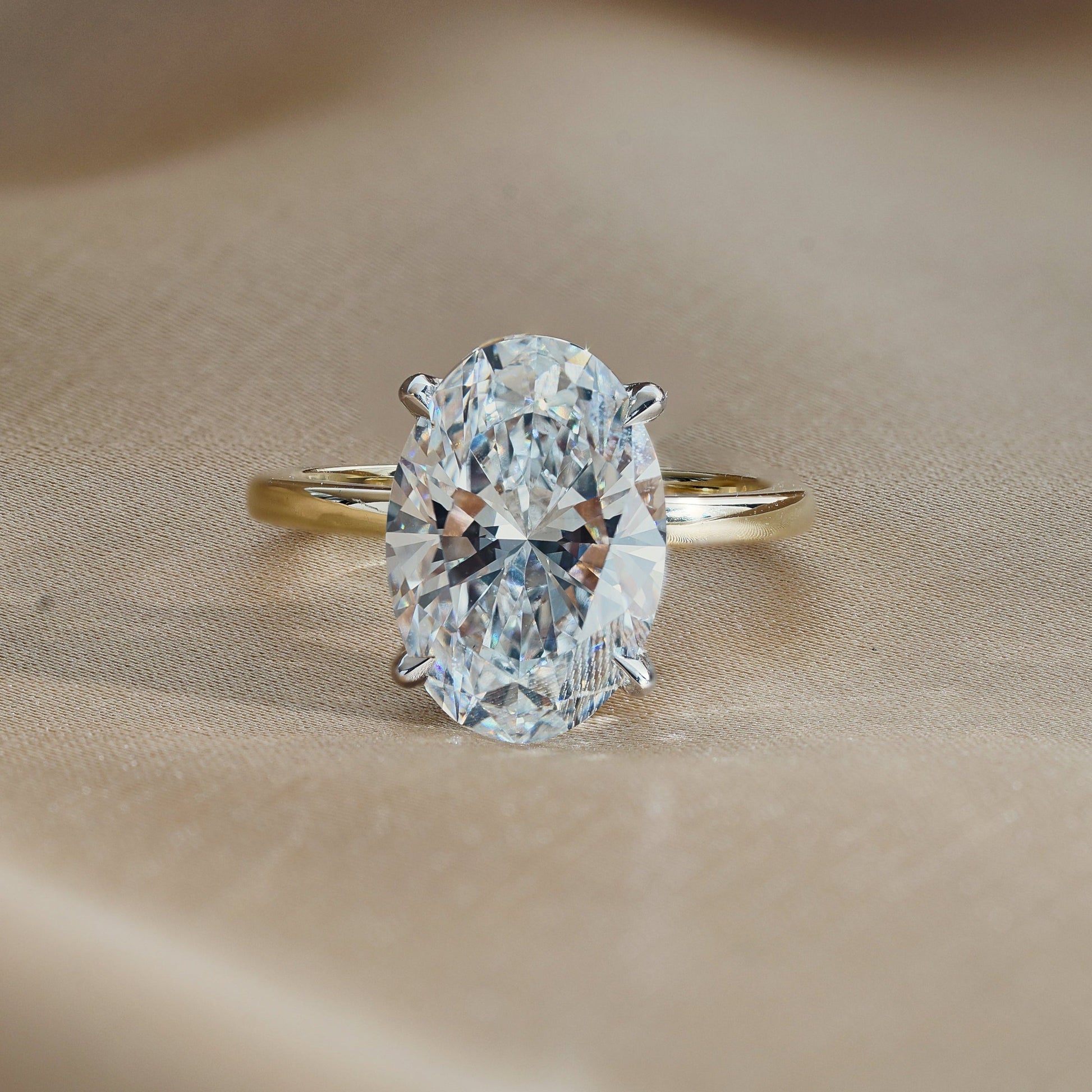 4.03 CT Oval Hidden Halo Moissanite Engagement Ring
