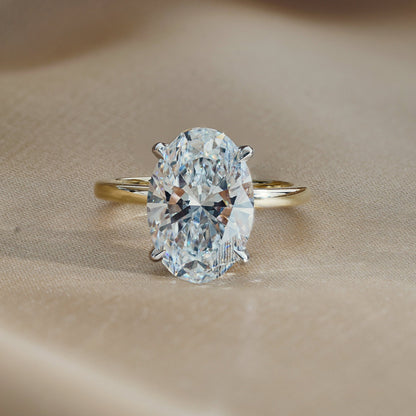 4.03 CT Oval Hidden Halo Moissanite Engagement Ring