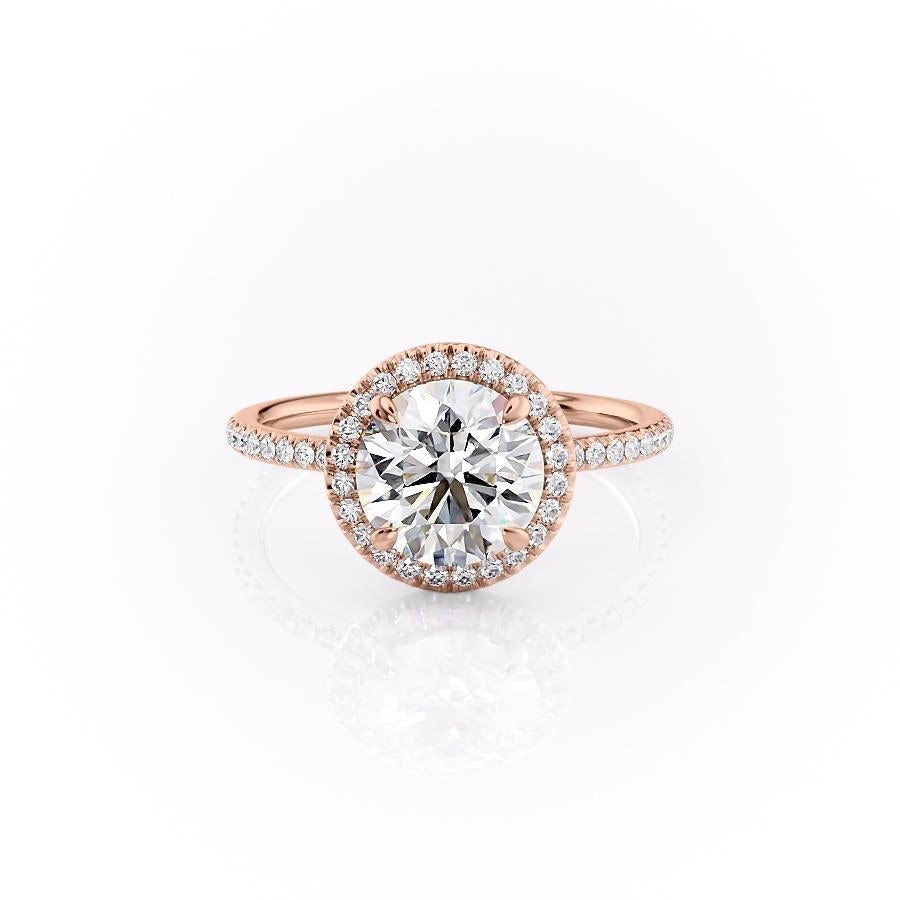 1.90 CT Round Halo & Pave Moissanite Engagement Ring