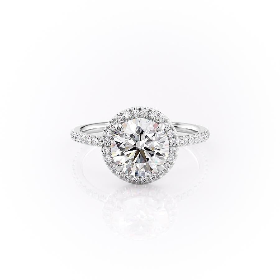 1.90 CT Round Halo & Pave Moissanite Engagement Ring