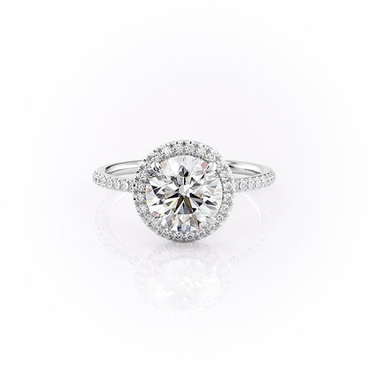 1.90 CT Round Halo & Pave Moissanite Engagement Ring