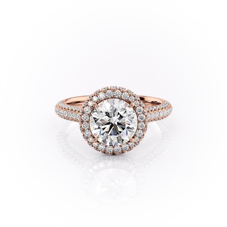 1.90 CT Round Halo & Pave Moissanite Engagement Ring