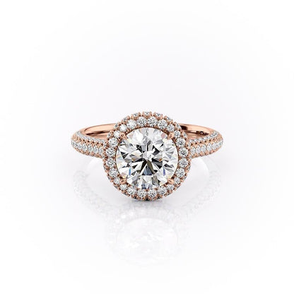 1.90 CT Round Halo & Pave Moissanite Engagement Ring