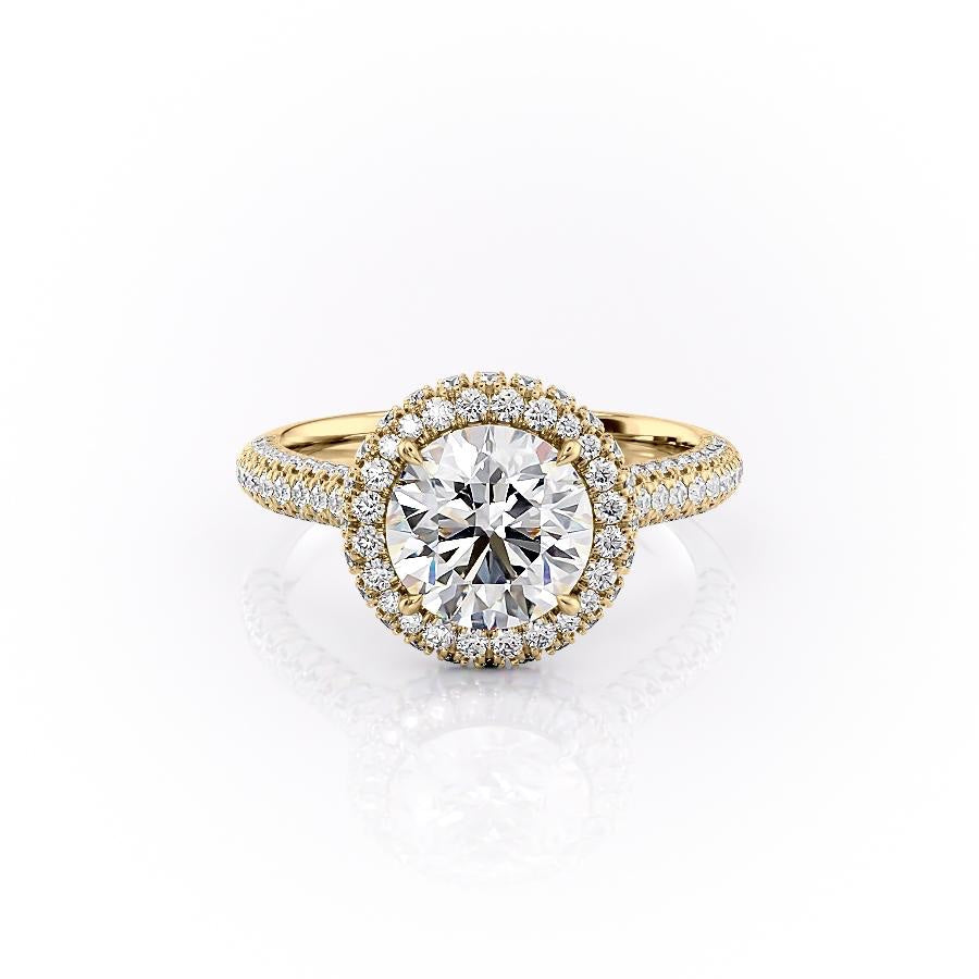 1.90 CT Round Cut Halo Triple Pave Setting Moissanite Engagement Ring 3