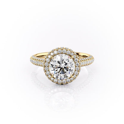 1.90 CT Round Cut Halo Triple Pave Setting Moissanite Engagement Ring 3