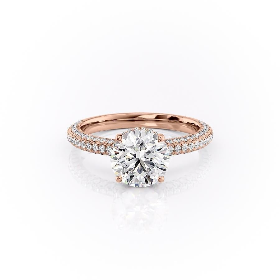 1.60 CT Round Hidden Halo & Pave Moissanite Engagement Ring