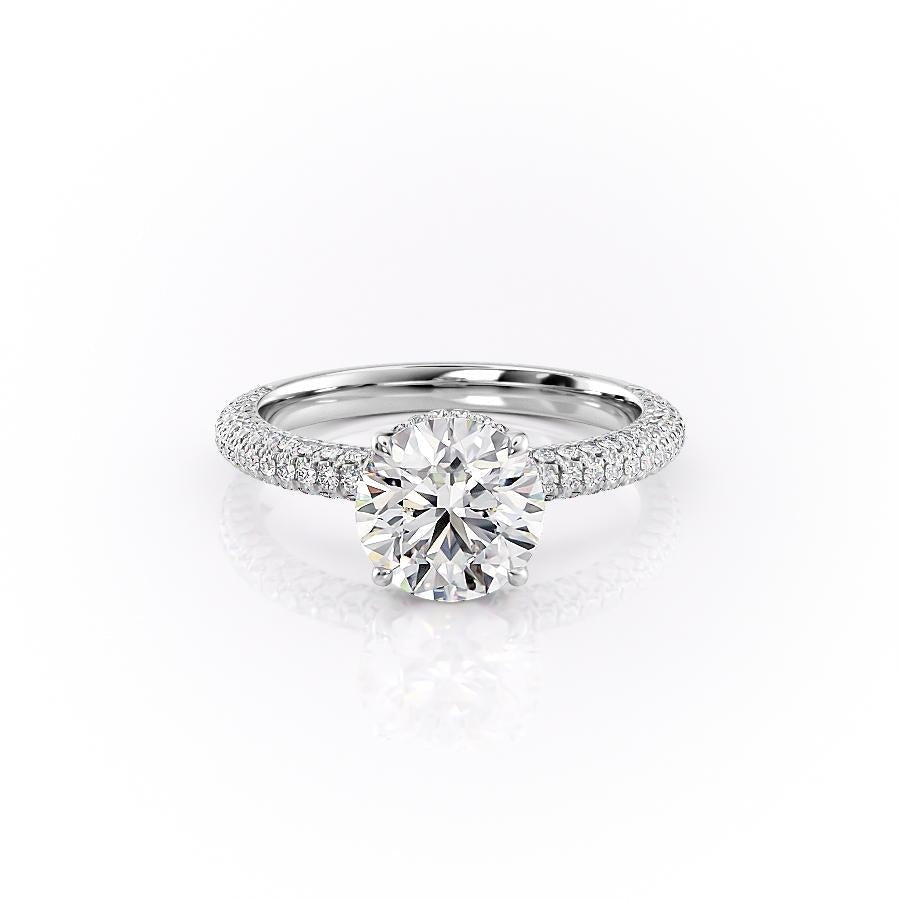 1.60 CT Round Hidden Halo & Pave Moissanite Engagement Ring