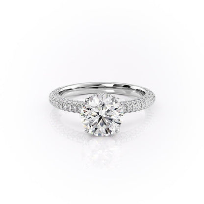 1.60 CT Round Hidden Halo & Pave Moissanite Engagement Ring