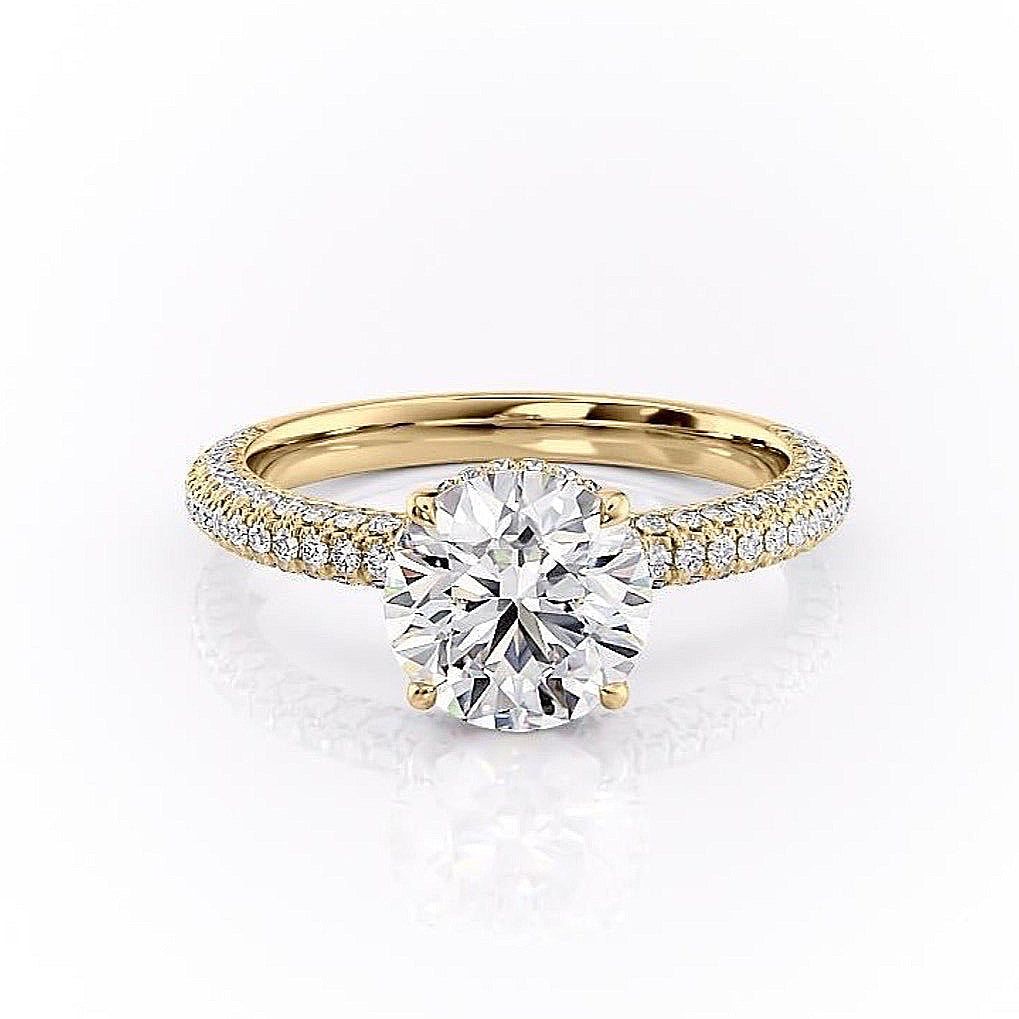 1.60 CT Round Hidden Halo & Pave Moissanite Engagement Ring