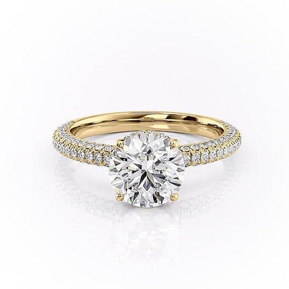 1.60 CT Round Hidden Halo & Pave Moissanite Engagement Ring