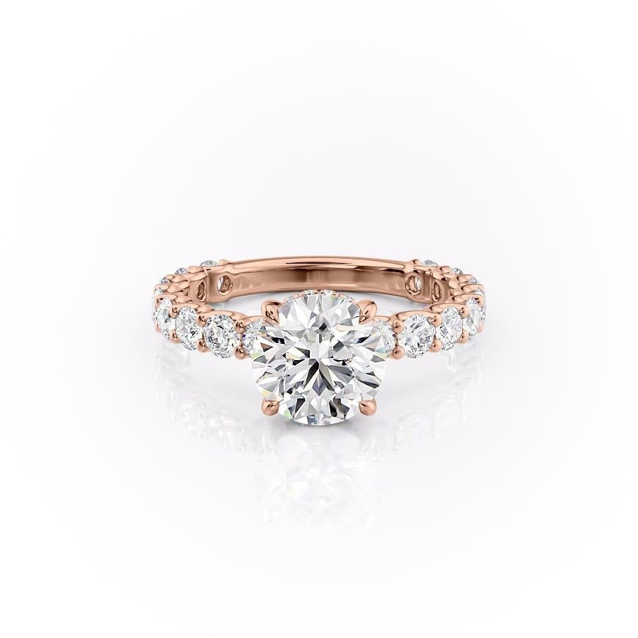 1.60 CT Round Hidden Halo & Pave Moissanite Engagement Ring