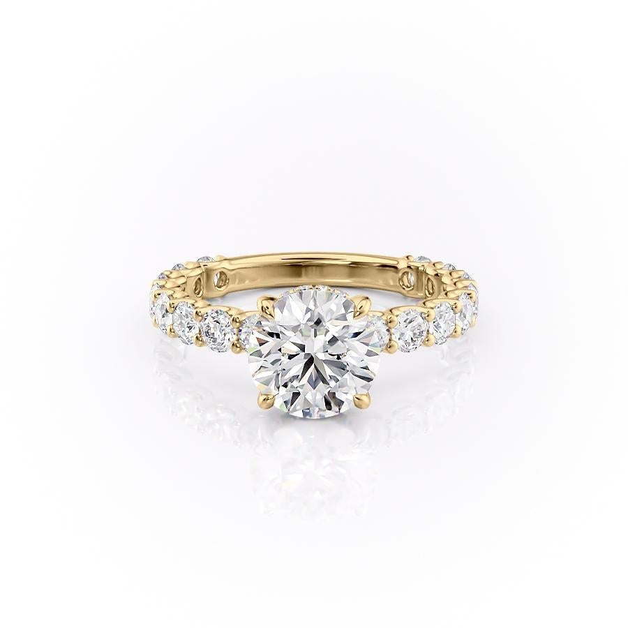 1.60 CT Round Hidden Halo & Pave Moissanite Engagement Ring