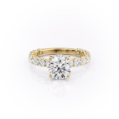 1.60 CT Round Hidden Halo & Pave Moissanite Engagement Ring