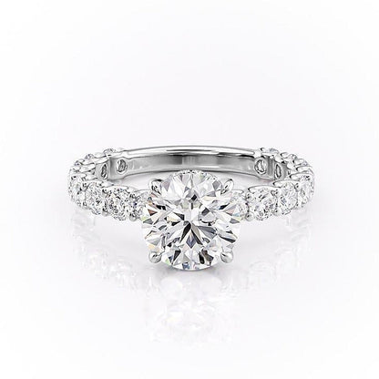 1.60 CT Round Hidden Halo & Pave Moissanite Engagement Ring