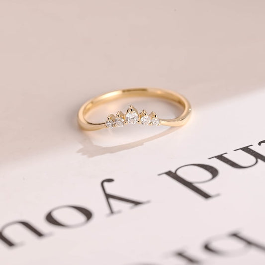 0.1 TCW Round Curved Moissanite Wedding Band