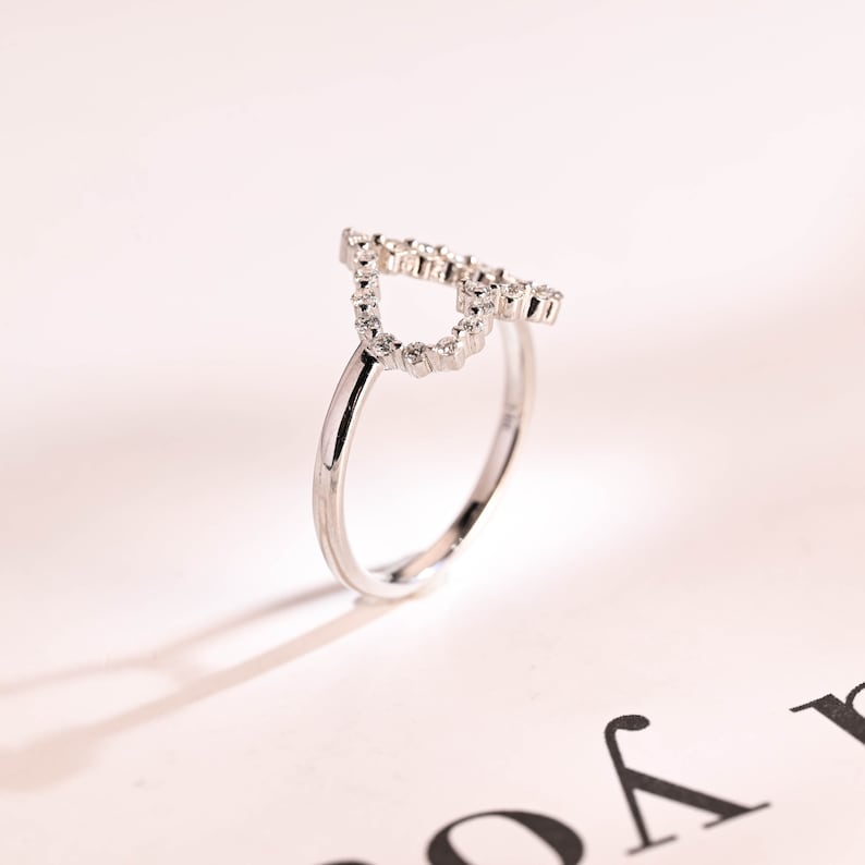 0.2 TCW Round Heart Shaped Moissanite Wedding Band