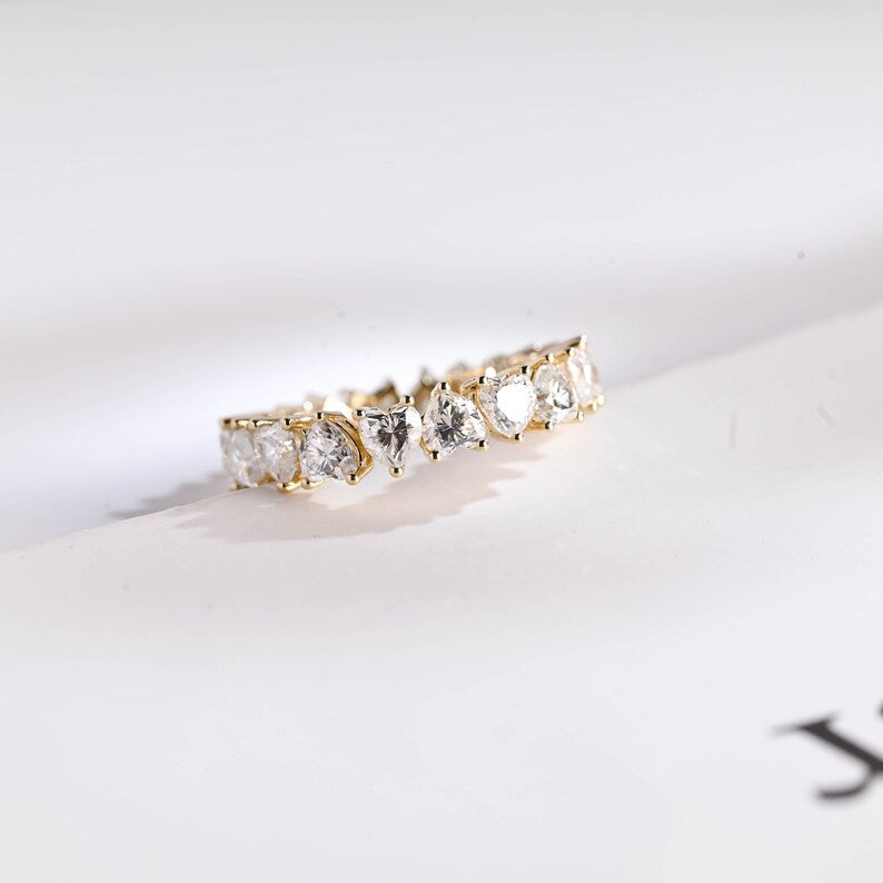 0.5 TCW Heart Full Eternity Moissanite Wedding Band
