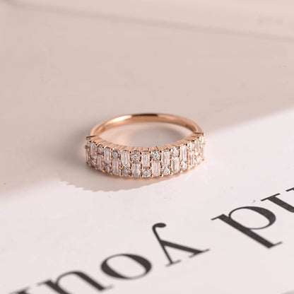 0.4 TCW Baguette & Round Half Eternity Moissanite Wedding Band