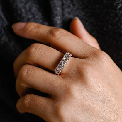 0.4 TCW Baguette & Round Half Eternity Moissanite Wedding Band