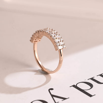 0.4 TCW Baguette & Round Half Eternity Moissanite Wedding Band
