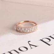 0.4 TCW Baguette & Round Half Eternity Moissanite Wedding Band