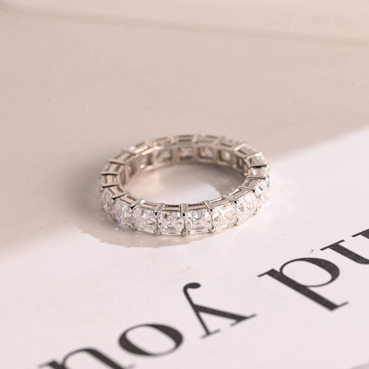 0.5 TCW Asscher Full Eternity Moissanite Wedding Band