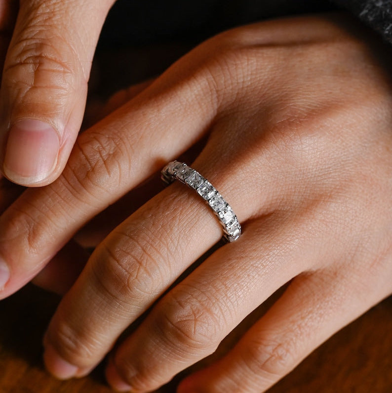 0.5 TCW Asscher Full Eternity Moissanite Wedding Band