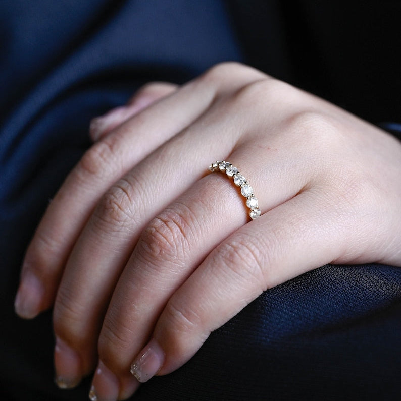 0.3 TCW Round Half Eternity Moissanite Wedding Band