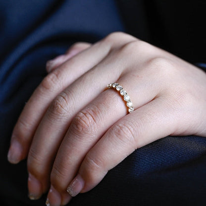 0.3 TCW Round Half Eternity Moissanite Wedding Band