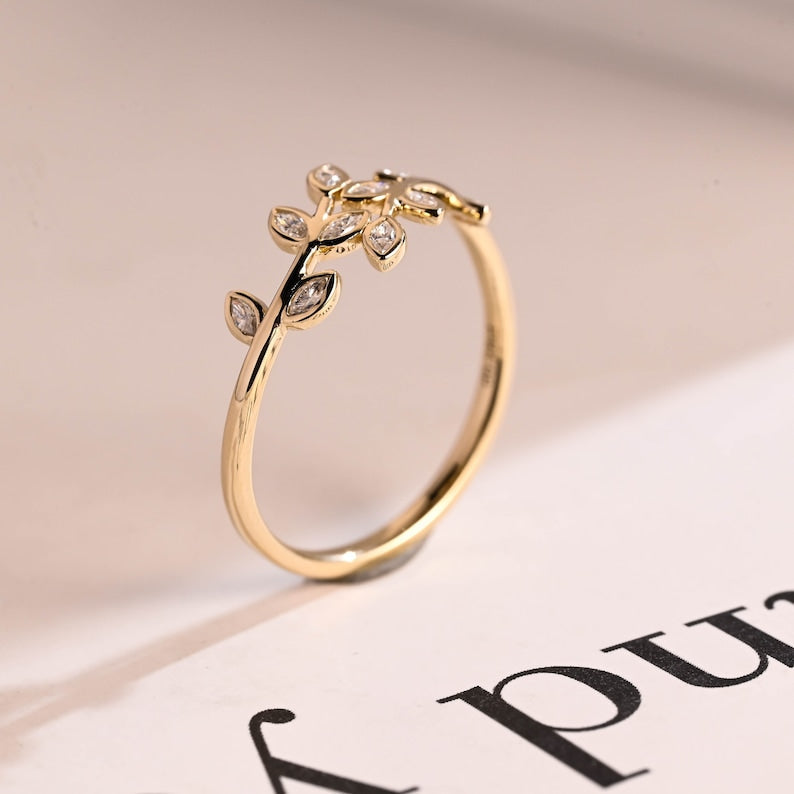 0.2 TCW Marquise Twig Style Moissanite Wedding Band