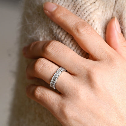 0.5 TCW Emerald Full Eternity Moissanite Wedding Band