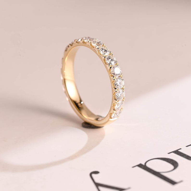0.2 TCW Round Half Eternity Moissanite Wedding Band
