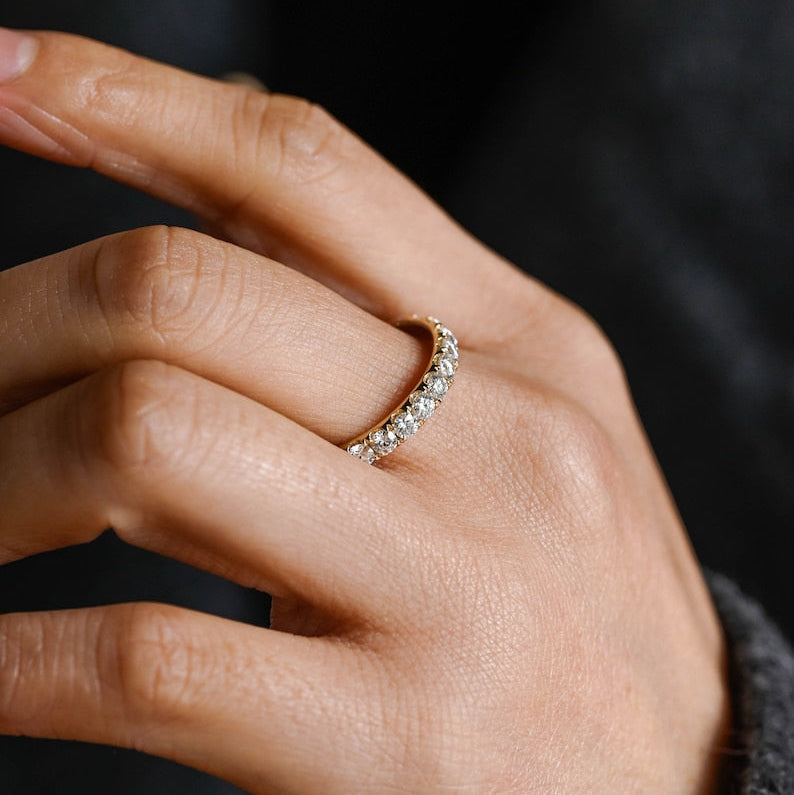 0.2 TCW Round Half Eternity Moissanite Wedding Band