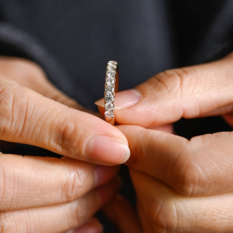 0.2 TCW Round Half Eternity Moissanite Wedding Band