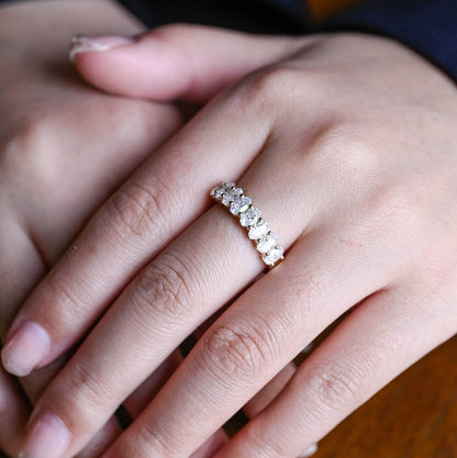 0.3 TCW Oval Half Eternity Moissanite Wedding Band
