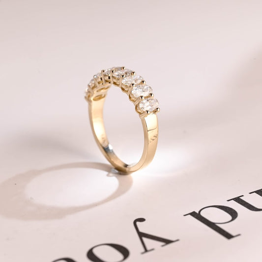 0.3 TCW Oval Half Eternity Moissanite Wedding Band