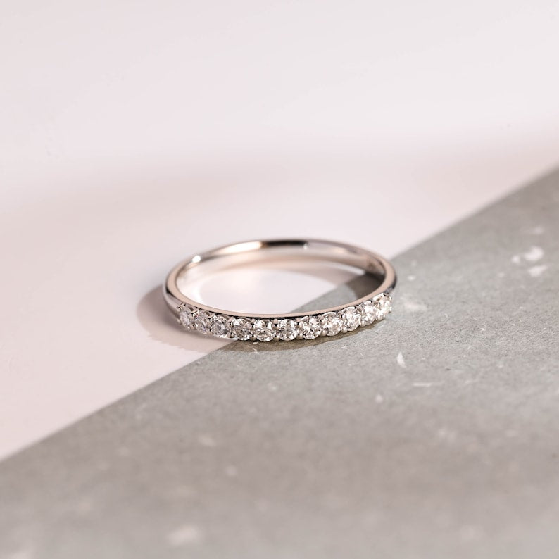 0.2 TCW Round Half Eternity Moissanite Wedding Band