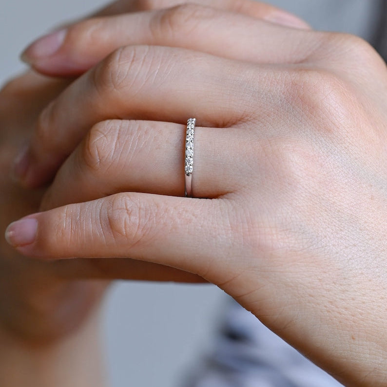 0.2 TCW Round Half Eternity Moissanite Wedding Band