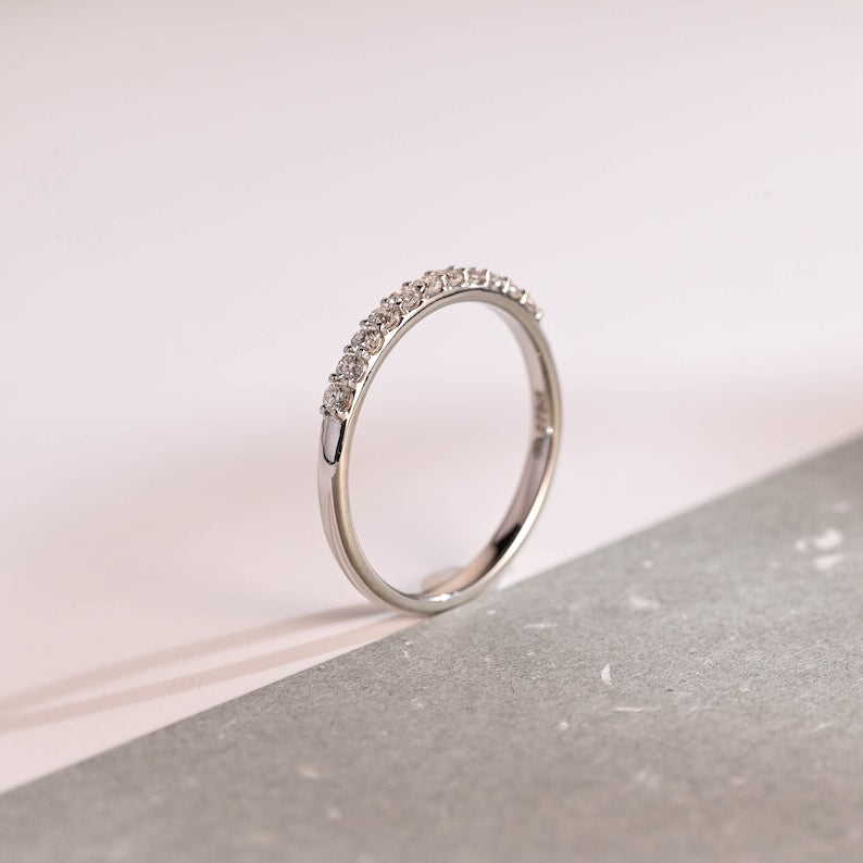 0.2 TCW Round Half Eternity Moissanite Wedding Band