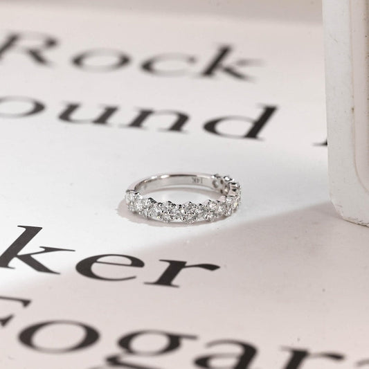 0.3 TCW Round Half Eternity Moissanite Wedding Band