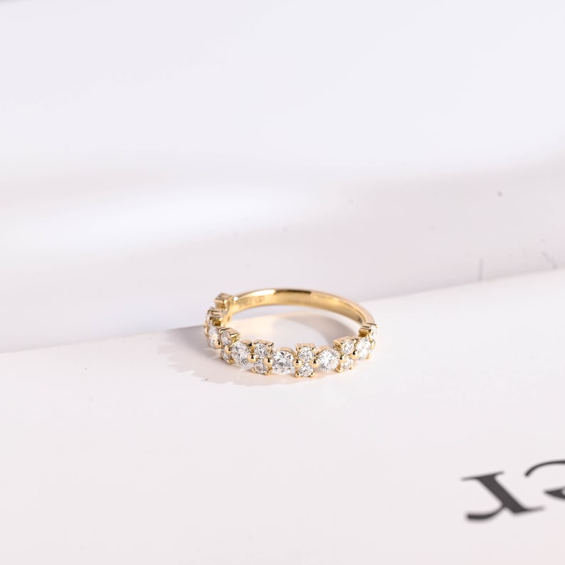 0.3 TCW Round Half Eternity Moissanite Wedding Band