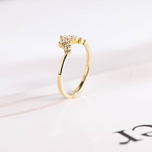 0.2 TCW Marquise & Round Curved Moissanite Wedding Band