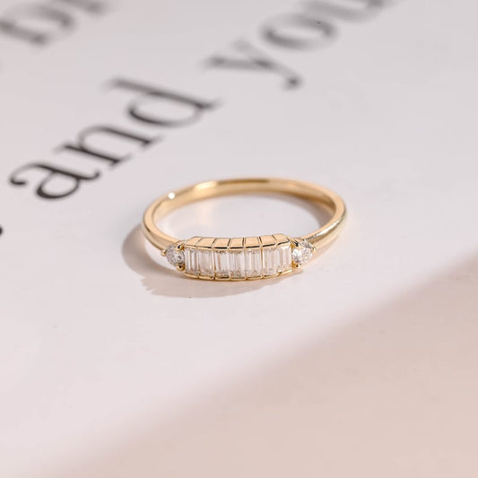0.2 TCW Round & Baguette Cluster Moissanite Wedding Band