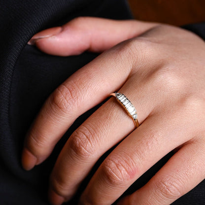 0.2 TCW Round & Baguette Cluster Moissanite Wedding Band