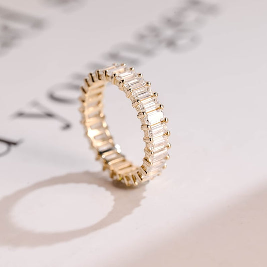 0.5 TCW Emerald Full Eternity Moissanite Wedding Band